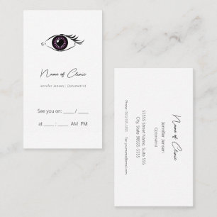 Carte De Visite Optométriste professionnel Purple Heart Eye Rappel