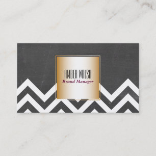 Carte De Visite Or avec Motif Chevron Contemporain