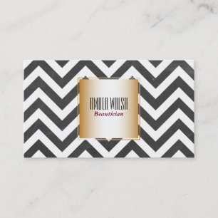 Carte De Visite Or avec Motif Chevron Contemporain