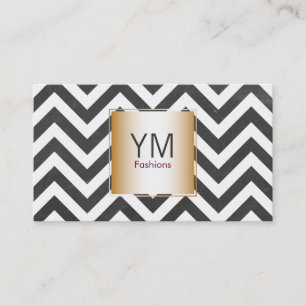 Carte De Visite Or avec Motif Chevron Contemporain