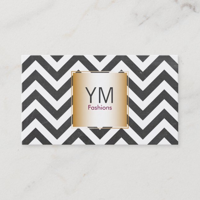 Carte De Visite Or avec Motif Chevron Contemporain (Devant)