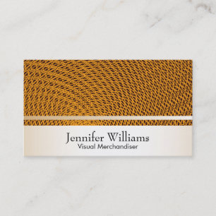Carte De Visite Or avec Motif Orange Guilloche
