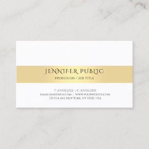 Carte De Visite Or Blanc Elégant Moderne Simple Modèle tendance