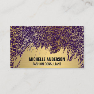Carte De Visite Or brossé   Gold Purple Texture