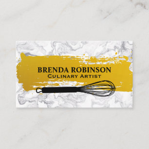 Carte De Visite Or brossé   Marbre blanc Whisk