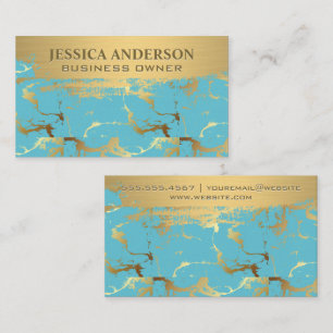 Carte De Visite Or brossé Turquoise or