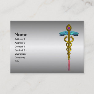 Carte De Visite OR CADUCUS, MÉDICALE SYMBOLE effet métallique