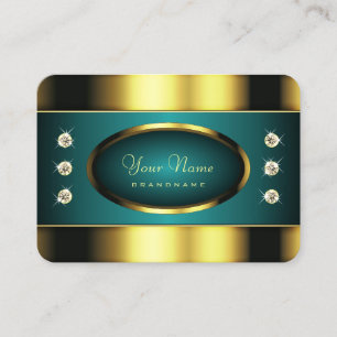 Carte De Visite Or de luxe et Turquoise avec Diamonds Professional