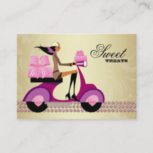 Carte De Visite Or de rose de bijoux de fille de scooter de