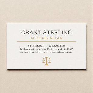 Carte De Visite Or Doré Avocat Conseil en Droit Luxe