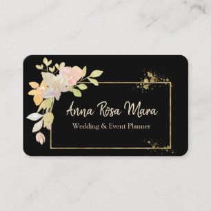 Carte De Visite ** Or Elegant Lavande Rose Aquarelle Florale