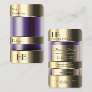 Carte De Visite Or et verre peuvent pourpre Liquides Monogramme Qu