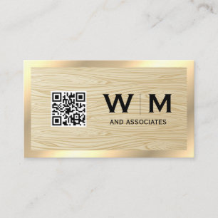 Carte De Visite Or exécutif   Grain de bois   Code QR
