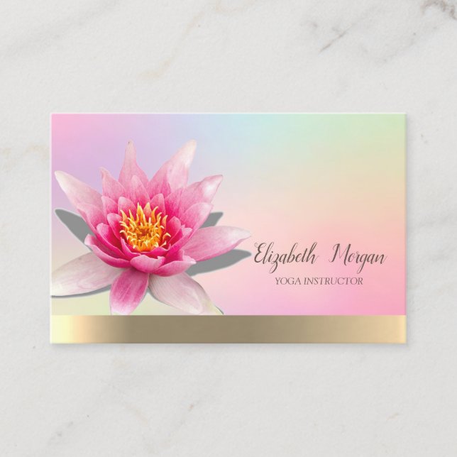 Carte De Visite Or holographique, Aquarelle Lotus, Yoga (Devant)