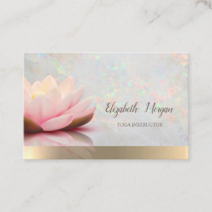 Carte De Visite Or Holographique Opale Élégant, Lotus, Yoga