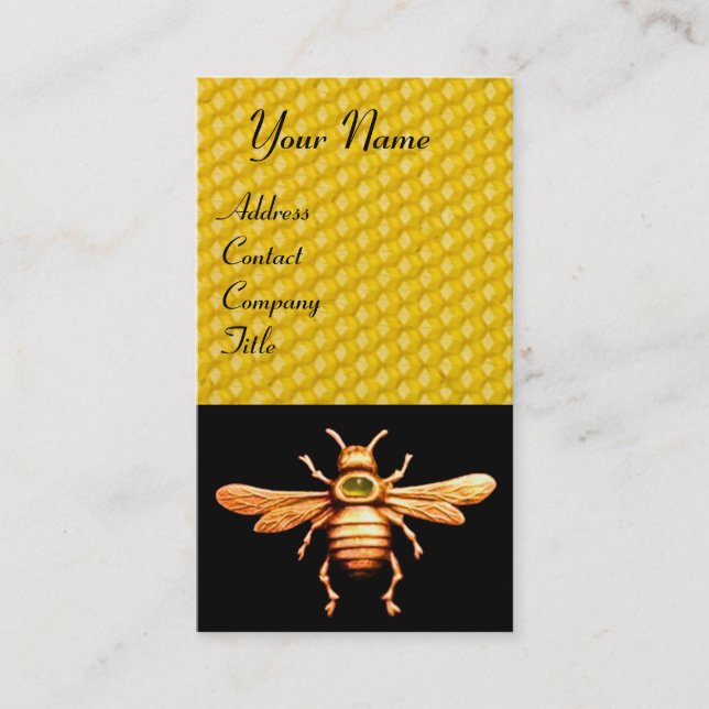 CARTE DE VISITE OR HONEY BEE / BEEKEEPER BEEKEEPER MONOGRAM (Devant)