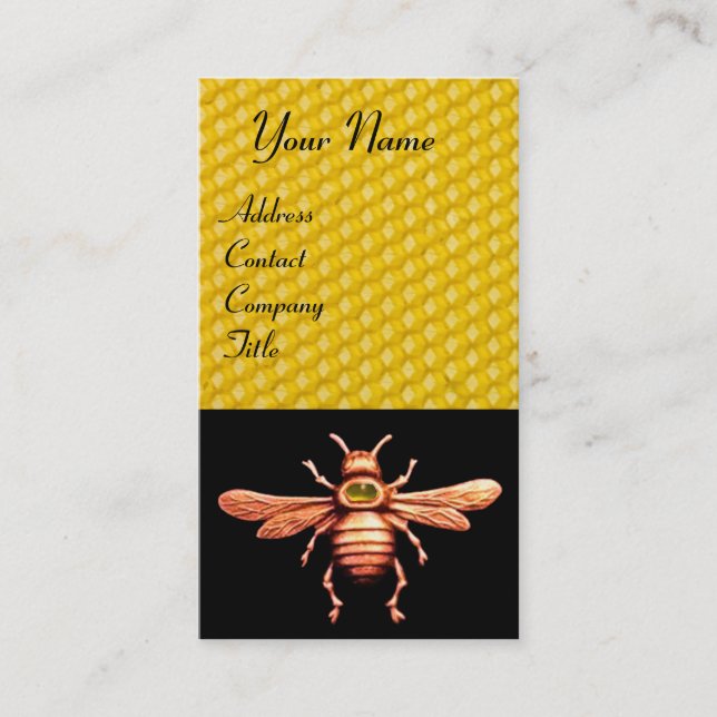 CARTE DE VISITE OR HONEY BEE / BEEKEEPER BEEKEEPER MONOGRAM (Devant)