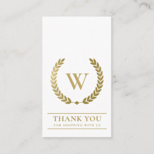 CARTE DE VISITE OR LAUREL WREATH INITIAL LOGO MERCI D'AFFAIRES