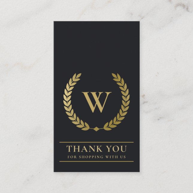 CARTE DE VISITE OR LAUREL WREATH INITIAL LOGO MERCI D'AFFAIRES (Devant)