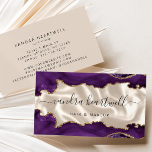 Carte De Visite Or Luxe Agate Ivoire Violet