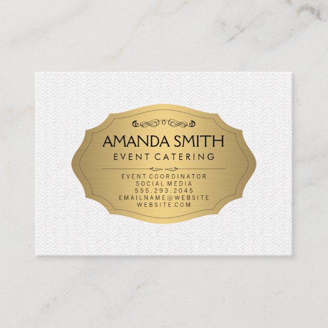 Carte De Visite Or métallique élégant avec Motif ondulé subtil (Devant)