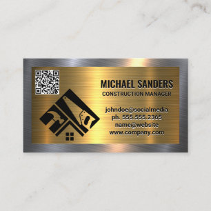 Carte De Visite Or métallique   Logo de construction   Immobilier