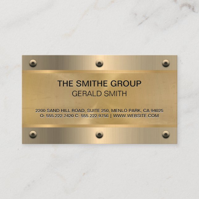 Carte De Visite Or métallique | Rivets (Devant)