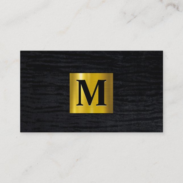 Carte De Visite Or métallique | Velvet noir | Monogramme (Devant)