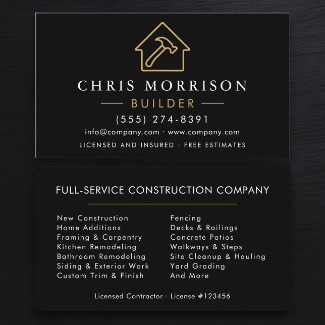Carte De Visite Or Moderne Constructeur Construction  (Créateur téléchargé)