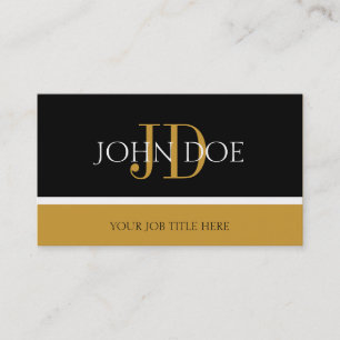 Carte De Visite Or noir/jaune de monogramme de YourJobTitle