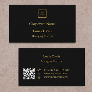 Carte De Visite Or noir logo d'entreprise moderne minimaliste
