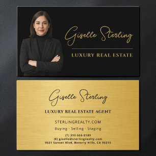 Carte de visite Or Noir Luxe pour Agence Immobiliè