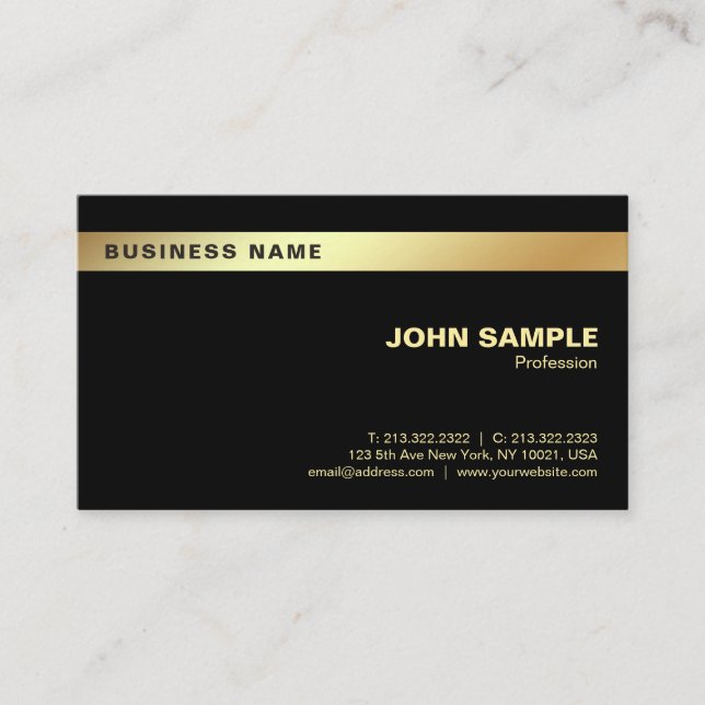 Carte De Visite Or noir professionnel élégant moderne d'entreprise (Devant)