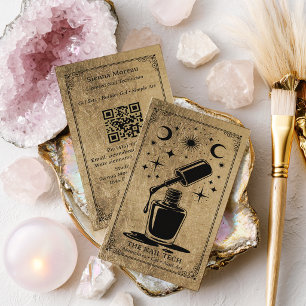 Carte De Visite Or Noir Tarot Céleste Code QR Artiste Ongles