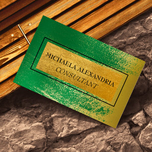 Carte De Visite Or Professionnel Métallic Vert Doré Brossé