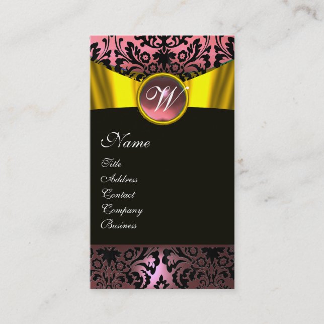 CARTE DE VISITE OR RIBBON JAUNE ROSE NOIRE DOMMASQUE MONOGRAM (Devant)