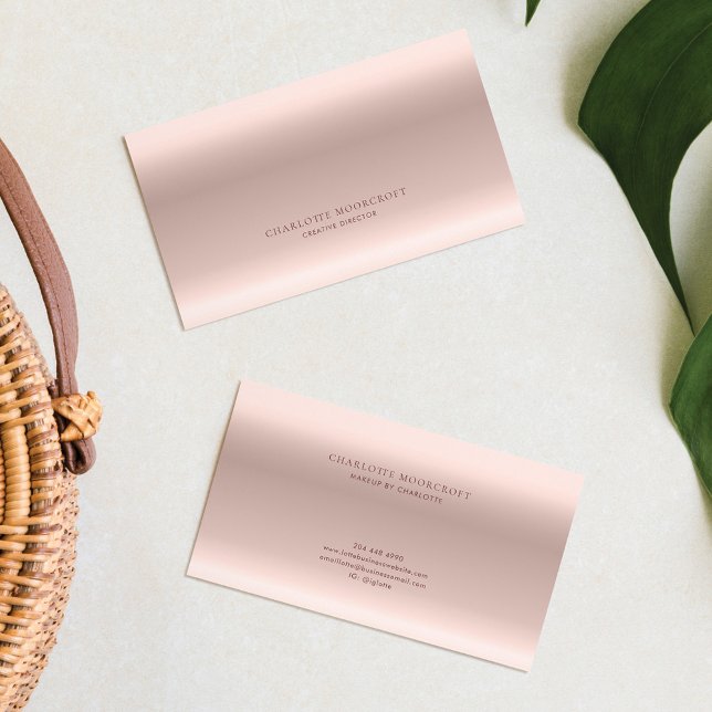 Carte De Visite Or rose Beauté moderne et maquillage (Rose Gold Minimalist Elegant Business Card)