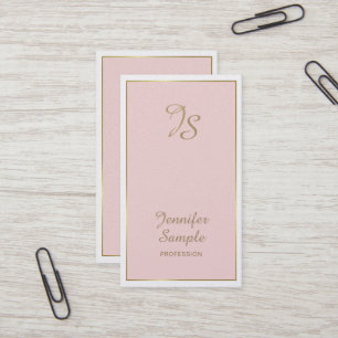 Carte De Visite Or rose blanc moderne Monogramme tendance luxe