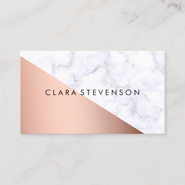 Carte De Visite Or rose de marbre blanc géométrique élégant de (Devant)