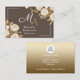 Carte De Visite Or Rose Gold Brun Monogramme