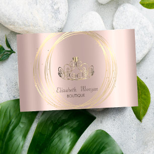 Carte De Visite Or Rose moderne élégant, Cercles d'or Couronne