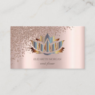 Carte De Visite Or Rose moderne élégant Diamants Or Lotus