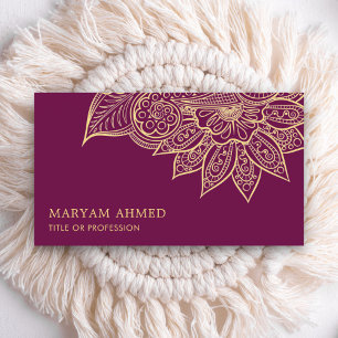 Carte De Visite Or Violet Henna Mehndi Islamique
