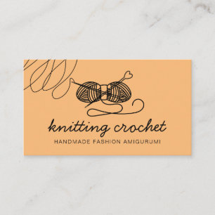 Carte De Visite Orange Amigurumi Fait Main Laine Tricoté Au Croche