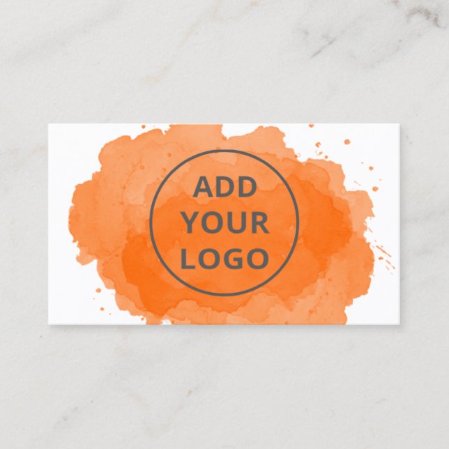 Carte De Visite Orange aquarelle brosse télécharger votre logo (Devant)