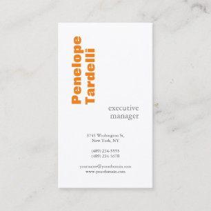 Carte De Visite Orange Blanc Moderne Simple Clair Premium Silk