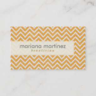 Carte De Visite Orange & Blanc Retro Chevron Motif Lin Texture