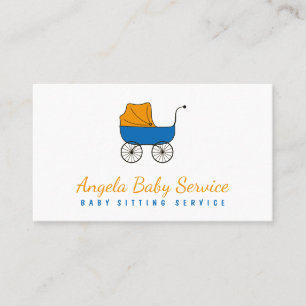 Carte De Visite Orange Blue Stroller Baby sitter Garderie crèche