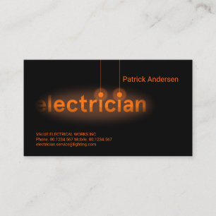 Carte De Visite Orange Bulles Électricien Vignette