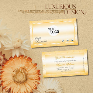 Carte De Visite Orange de Pêche avec Diamants et Logo Glamor